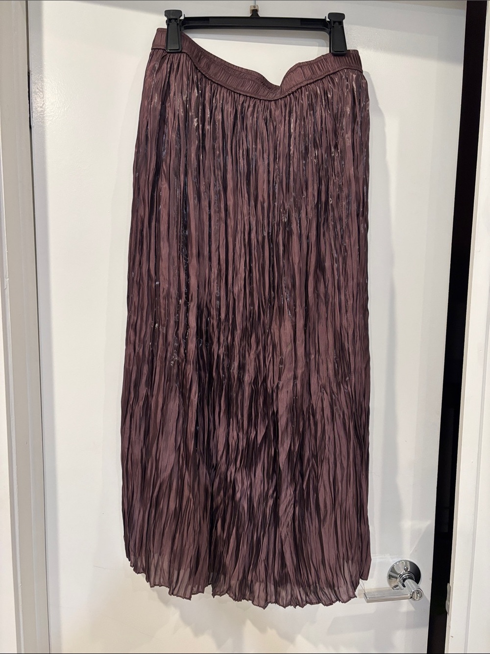 Crinkled Maxi Skirt in Mauve Plum